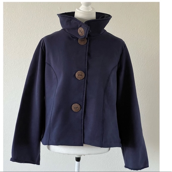 soft surroundings  crop coat cotton large button down - Picture 1 of 9